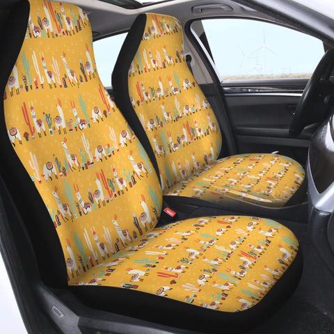 Image of Cactus & Llama Collection Orange Theme SWQT6205 Car Seat Covers