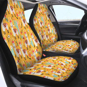 White Llama & Cactus Collection SWQT6207 Car Seat Covers