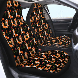 Fox & Flowers Collection Black Theme SWQT6213 Car Seat Covers
