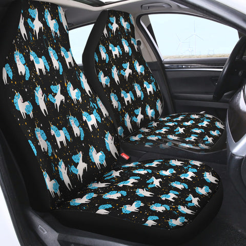 Image of Galaxy Blue Hair Unicorn Collection SWQT6218 Car Seat Covers