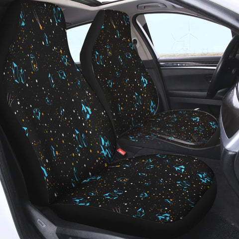 Image of Galaxy Blue Diamonds Collection Black Theme SWQT6219 Car Seat Covers