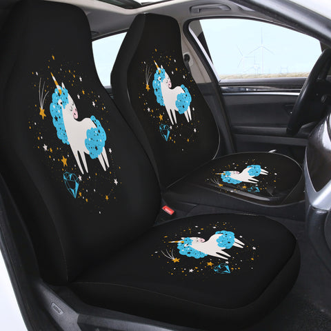 Image of Cute Blue Hair Unicorn Galaxy Theme SWQT6220 Car Seat Covers
