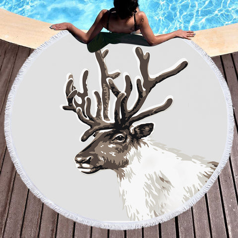 Image of White Deer SWST3298 Round Beach Towel