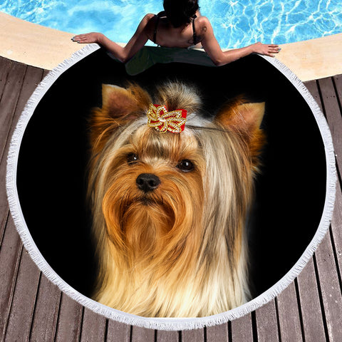 Image of Brown Maltese SWST3299 Round Beach Towel