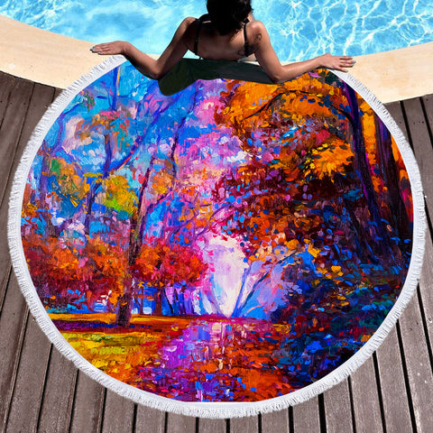 Image of Colorful Forest SWST3300 Round Beach Towel