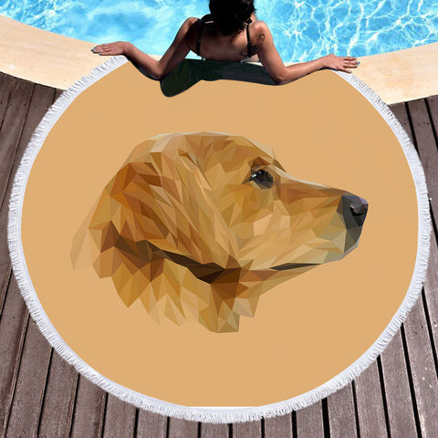 Image of Golden Retriever Head SWST3303 Round Beach Towel