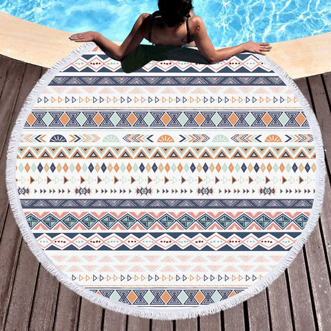 Image of White Bohemian  SWST3309 Round Beach Towel