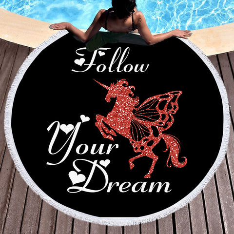 Image of Follow Your Dream - Unicorn SWST3313 Round Beach Towel