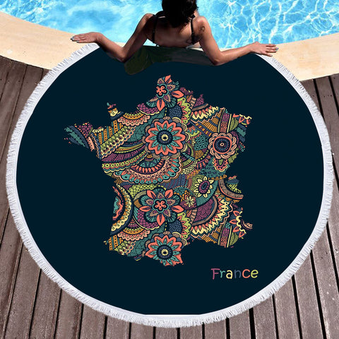 Image of France Territory SWST3320 Round Beach Towel