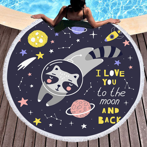 Image of To The Moon And Back SWST3323 Round Beach Towel