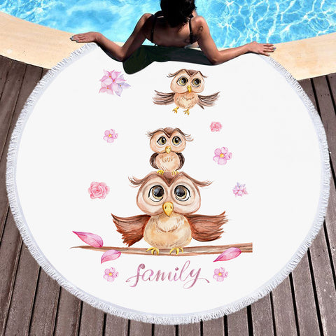 Image of Owl Family SWST3325 Round Beach Towel