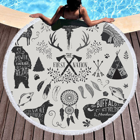 Image of The First Nation SWST3334 Round Beach Towel