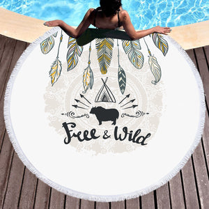 Feather - Free & Wild SWST3336 Round Beach Towel
