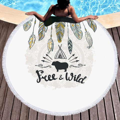 Image of Feather - Free & Wild SWST3336 Round Beach Towel