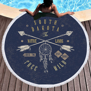 South Dakota The Native Land SWST3339 Round Beach Towel