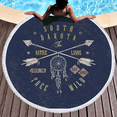 Image of South Dakota The Native Land SWST3339 Round Beach Towel