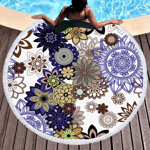 Image of Round Floral Aztec SWST3343 Round Beach Towel