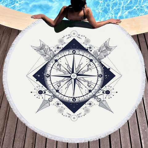 Image of Arrows & Compass SWST3349 Round Beach Towel