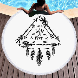 Wild & Free - Triangle Arrow Dreamcatcher SWST3354 Round Beach Towel