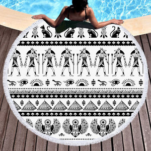 Ancient Egyptian Aztec Print SWST3359 Round Beach Towel