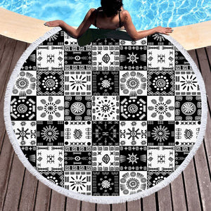 Aztec Checkerboard SWST3361 Round Beach Towel