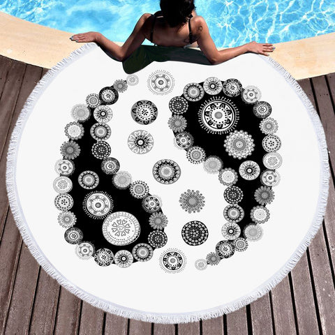 Image of Yin Yang Paisley SWST3363 Round Beach Towel