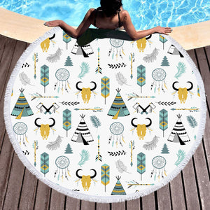 Colorful Bohemian Hunter Pattern SWST3364 Round Beach Towel