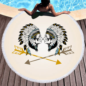 Facing Bohemian & Arrows SWST3367 Round Beach Towel