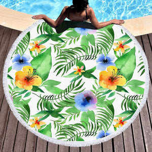 Colorful Flowers & Leaves  SWST3368 Round Beach Towel