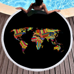 Colorful Aztec Map SWST3370 Round Beach Towel