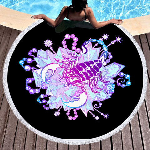 Image of Purple & Pink Gradient Scorpion SWST3372 Round Beach Towel