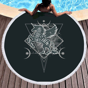 Unicorn Warrior Logo SWST3375 Round Beach Towel