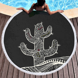 Cactus Sketch SWST3376 Round Beach Towel