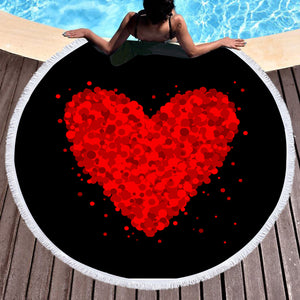 Red Dot Heart  SWST3377 Round Beach Towel