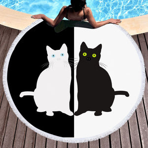 Reflect B&W Cats SWST3380 Round Beach Towel