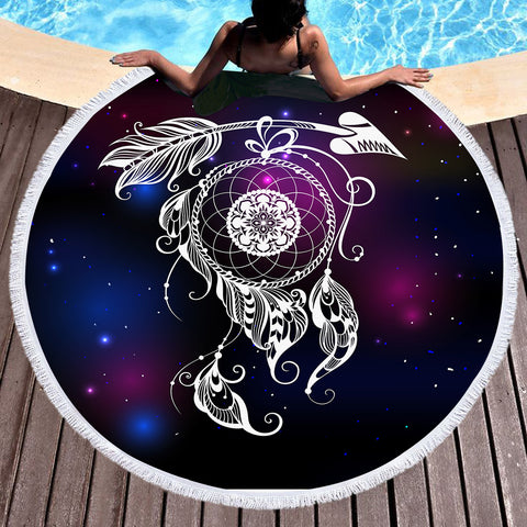 Image of Galaxy Dreamcatcher SWST3389 Round Beach Towel