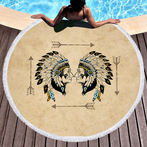 Image of Native American People SWST3457 Round Beach Towel