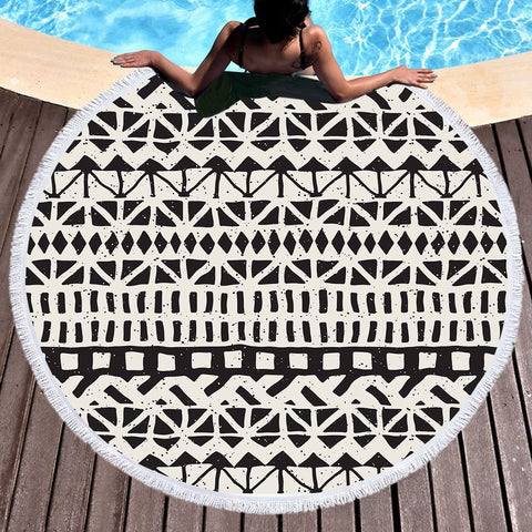 Image of B&W Triangle Aztec SWST3465 Round Beach Towel