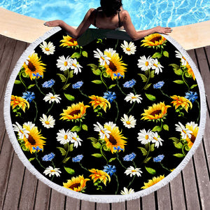 Sunflower & Daisy SWST3467 Round Beach Towel