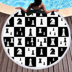 Chess Flat SWST3470 Round Beach Towel