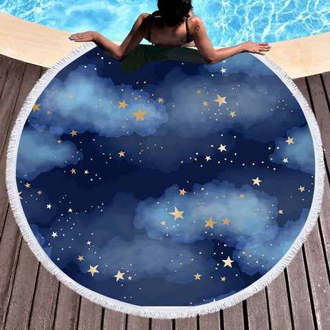 Image of Stars On The Night Sky SWST3475 Round Beach Towel