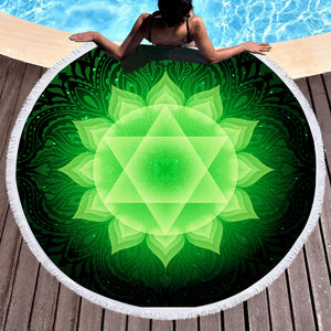 Neon Lotus Mandala SWST3476 Round Beach Towel