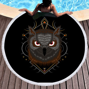 Dark Owl Dreamcatcher SWST3480 Round Beach Towel