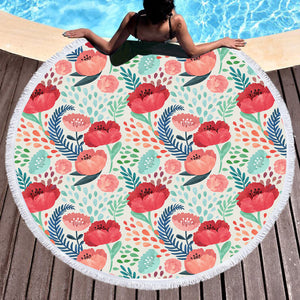 Red & Pink Tulips SWST3486 Round Beach Towel