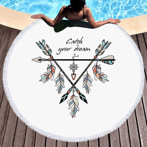 Catch Your Dream Triangle Dreamcatcher SWST3487 Round Beach Towel