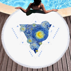 Van Gogh Art Triangle SWST3585 Round Beach Towel