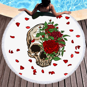 Floral Skull  SWST3587 Round Beach Towel