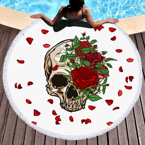 Image of Floral Skull  SWST3587 Round Beach Towel