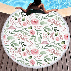 Pink Rose Monogram SWST3588 Round Beach Towel