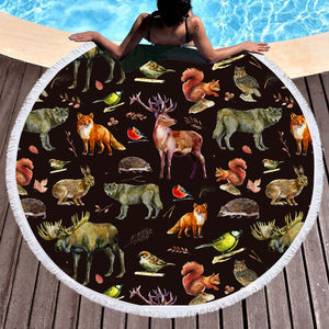 Forest Animals SWST3599 Round Beach Towel